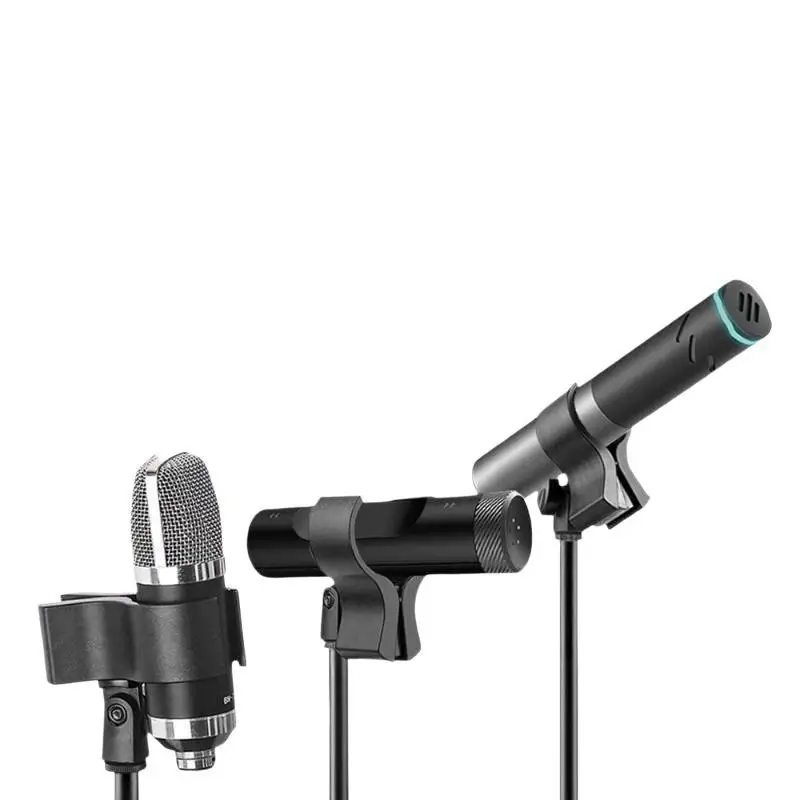 Microphone Clip Clamp High Elasticity Secure Grip Mic Holder with Adapter for Live Streaming Gaming Youtube Video Shooting