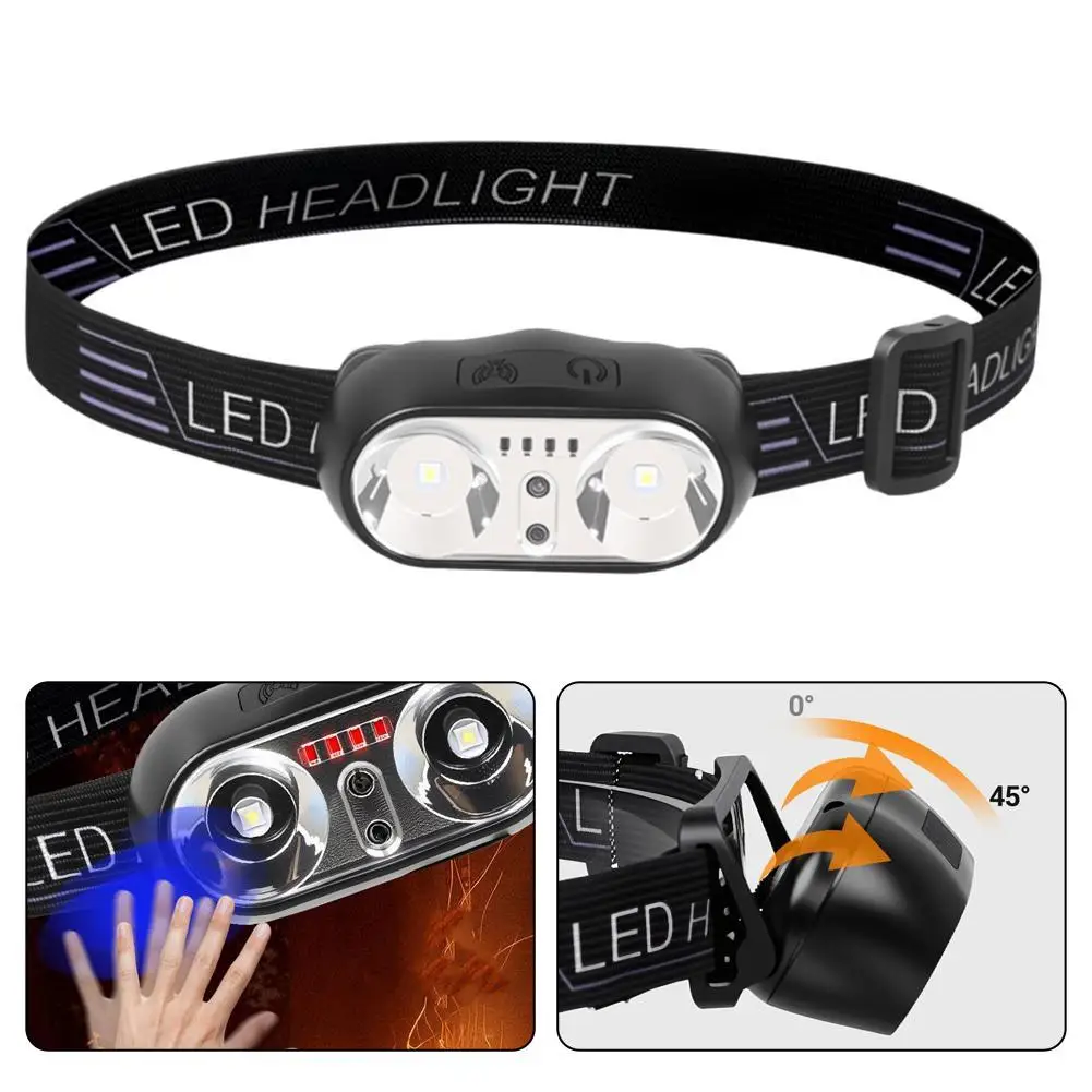 

Strong Light Headlamp Mini Led Night Fishing Powerful Torch Head Lamp Outdoor Waterproof Camping Portable LED Sensor Headlamps