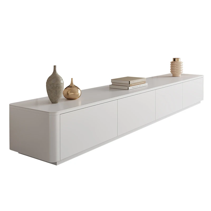 YY Light Luxury White Stone Plate Solid Wood Floor Minimalist Deck Wall Cabinet