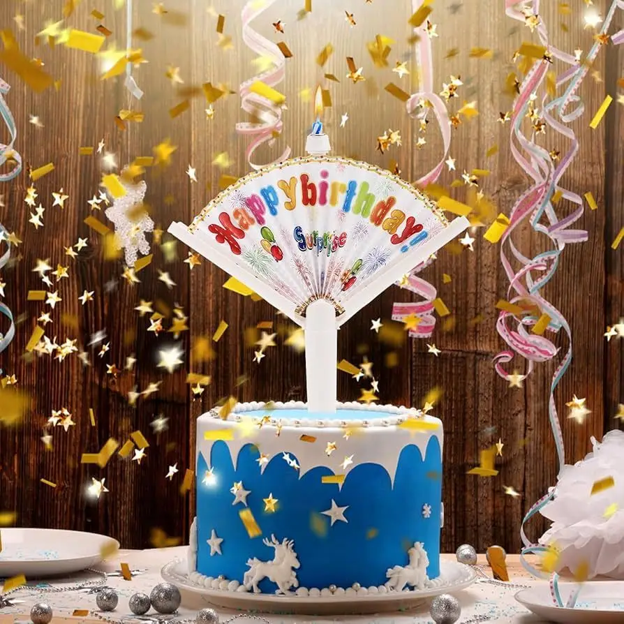 Reusable Novelty Fan Birthday Candle Surprise Happy Birthday Candles Fan Wishing Candle Birthday Candles Lilin