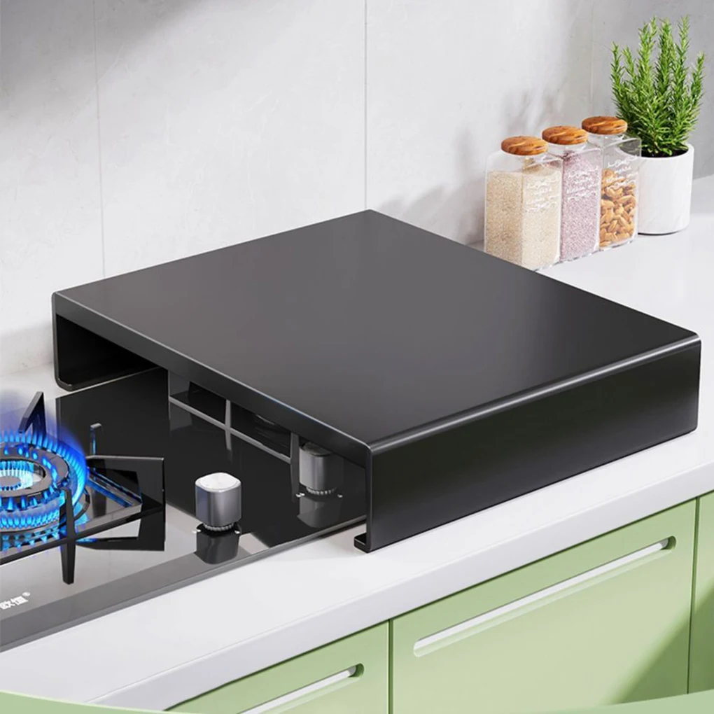 Gas Stove Protector Rack - Heat Resistant Countertop Raising Frame Space Saving Kitchen Shelf for Cabinet Dishes Utensils