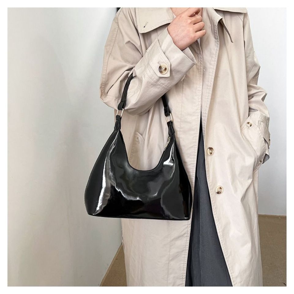  Fashion Glossy Shoulder Bag Solid PU Leather Messenger Bag Handbag Women 