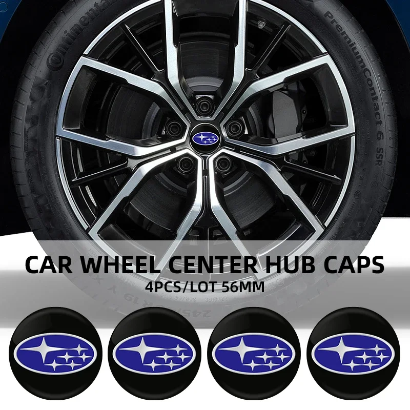 4pcs 56mm Car Wheel Center Hub Cap Badge Emblem Decal Car Stickers For SUBARU WRX STI Forester Impreza Legacy Outback BRZ XV