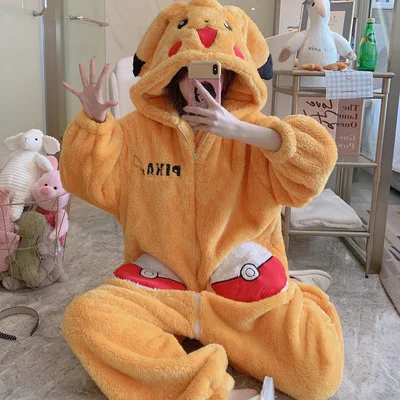 2021 New Adult Animal Warm Pajama Costume Onesie Cartoon Cosplay Women Jumpsuit One-Piece Pijama Kigurumi Home Clothes Plus Size