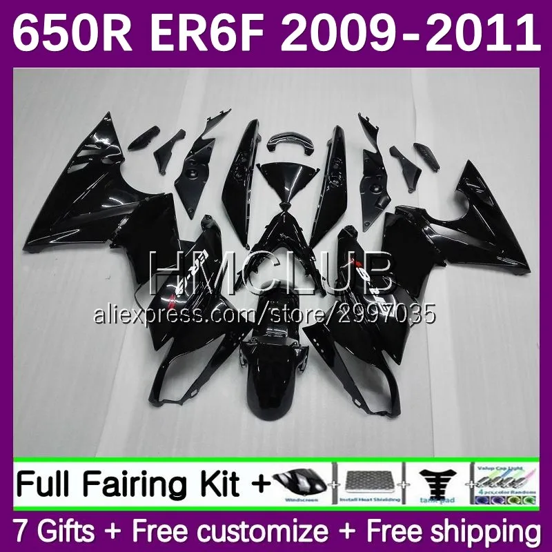 Body Kit For KAWASAKI NINJA 650R 650 R ER 6F 6 F 09-11 65No.17 ER-6F ER6F 2009 2010 2011 ER6 F 09 10 11 OEM Fairing black stock