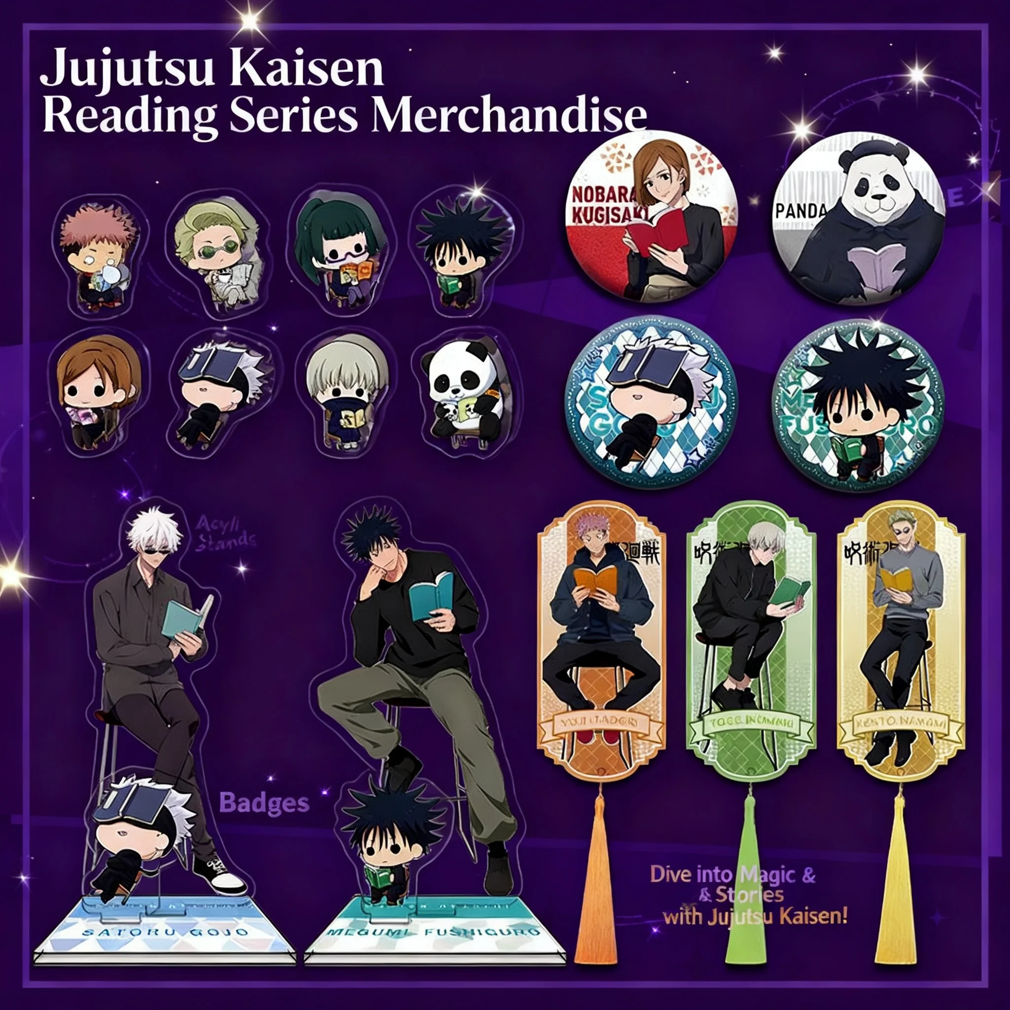 Set de 5 Llaveros de Acrílico con Clip PP de Anime Jujutsu Kaisen, Doble Flash Badge, Mercancía al por Mayor, Colección Cosplay, Regalo