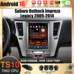 QLED Android 16 For Subaru Outback Impreza Legacy 2009-2014 Car Radio Stereo Multimedia Player GPS Navigation Wireless Carplay
