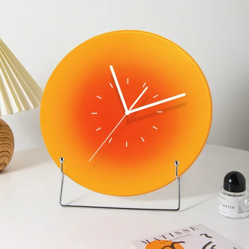 Sunset wall clock Internet celebrities ins light luxury living room plexiglass table