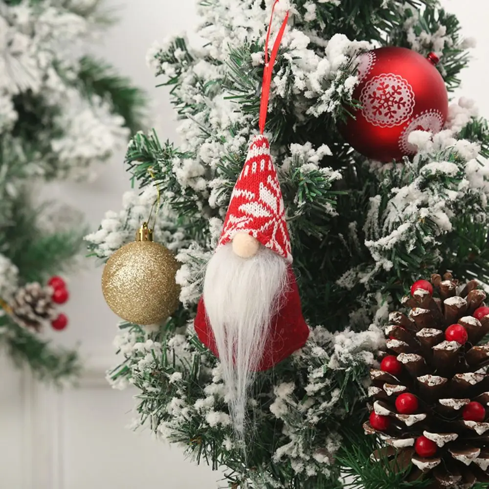 

Santa Claus Christmas Gnome Pendant Hanging Pendant Knitted Christmas Tree Hanging Doll Cute Plush Doll Tomte Ornaments