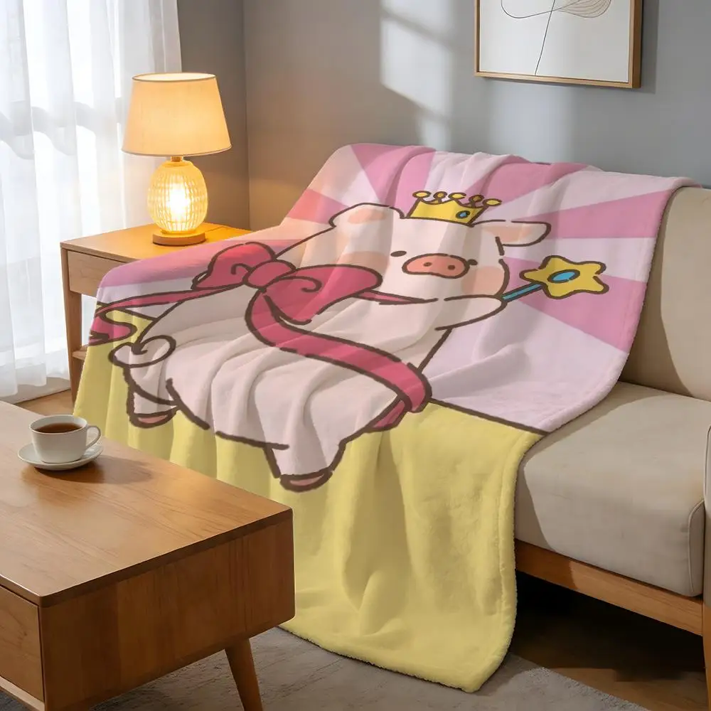 Throw High-Density Short Plush Blanket For Sofa Nap Air-Conditioned Room Soft Skin-Friendly Lulu Pig