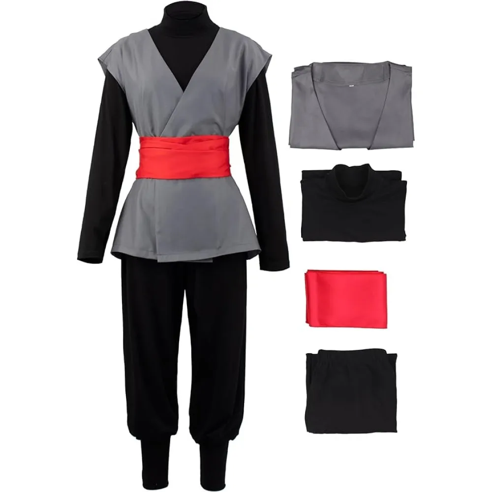 Herren schwarz Cosplay Kostüm Anime Kung Fu Anzug Outfits Uniform Halloween komplettes Set