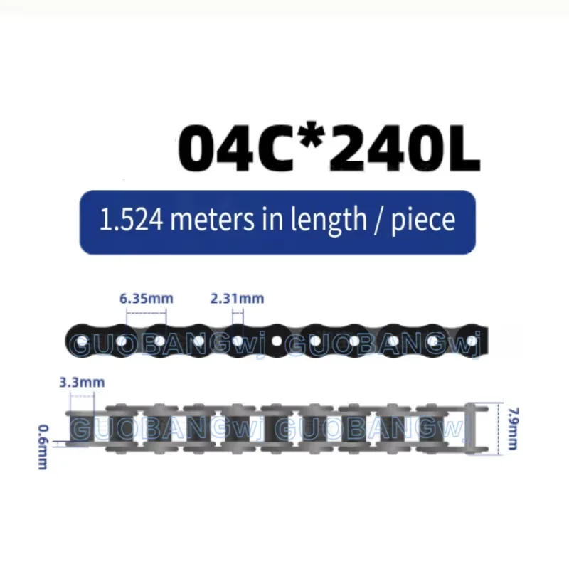 1PCS 06b, 08b, 1-240 Section Long Transmission Roller Chain Machine Transmission Conveyor Chain, With Single And Double Holes