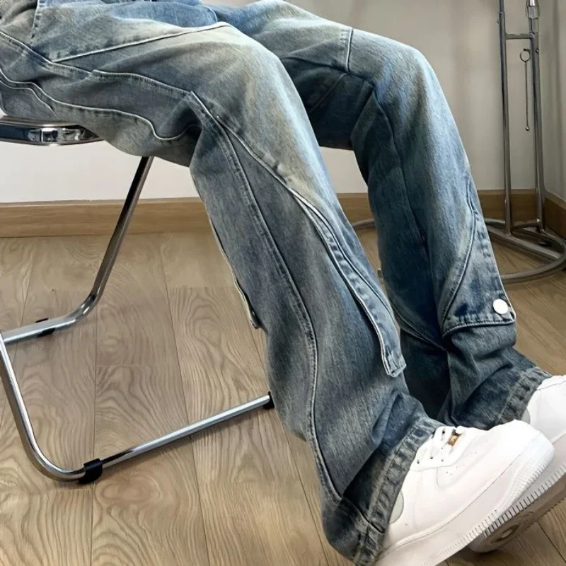 

Trousers Light Blue Flared Male Cowboy Pants Straight Jeans for Men Bootcut Harajuku New in High Quality Designer 2024 Fashion