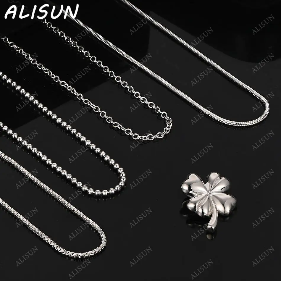 

ALISUN 40-75cm 925 Sterling Silver Four-leaf Clover Pendant Necklace For Women Men Gifts Street All-match Party And Daily Wear