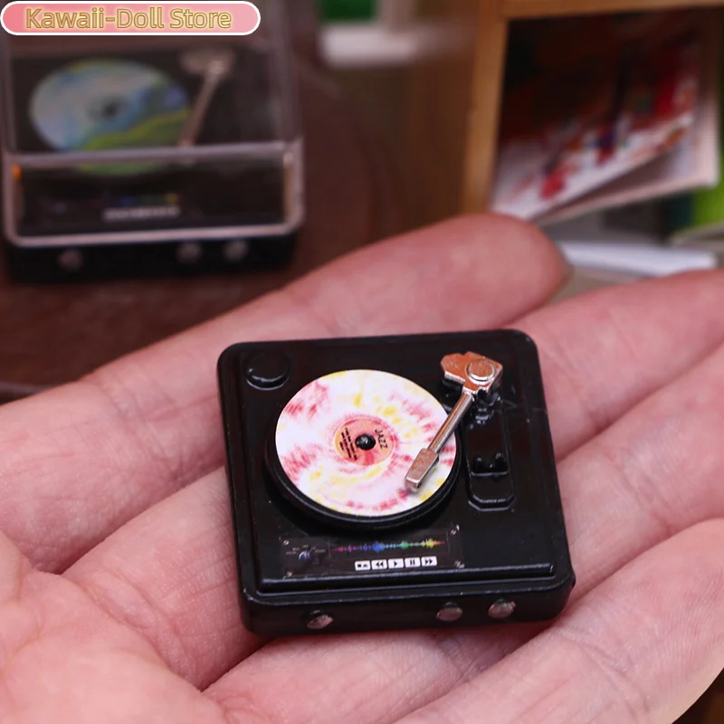1:12 Dollhouse Miniature CD Player เครื่องเล่นแผ่นดิสก์บ้านชุดของเล่นตกแต่งบ้านตุ๊กตาอุปกรณ์เสริม
