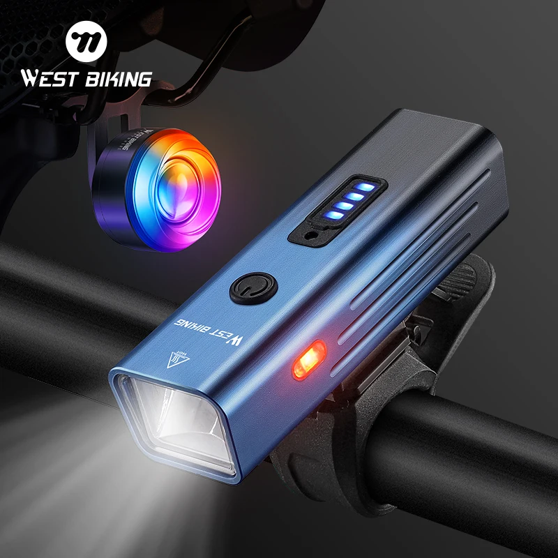 

WEST BIKING Bicycle Front And Rear Lights Multicolor Intelligent Sensing Headlights Brake Sensor Taillights Type-C Rechargable