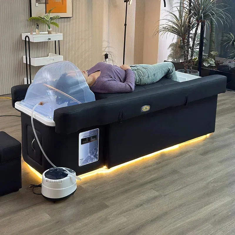 2026 Modern Beauty Salon Shampoo Bed With Back Lift, Hair Washing, Head Massage, Foot Spa & Pedicure Functions