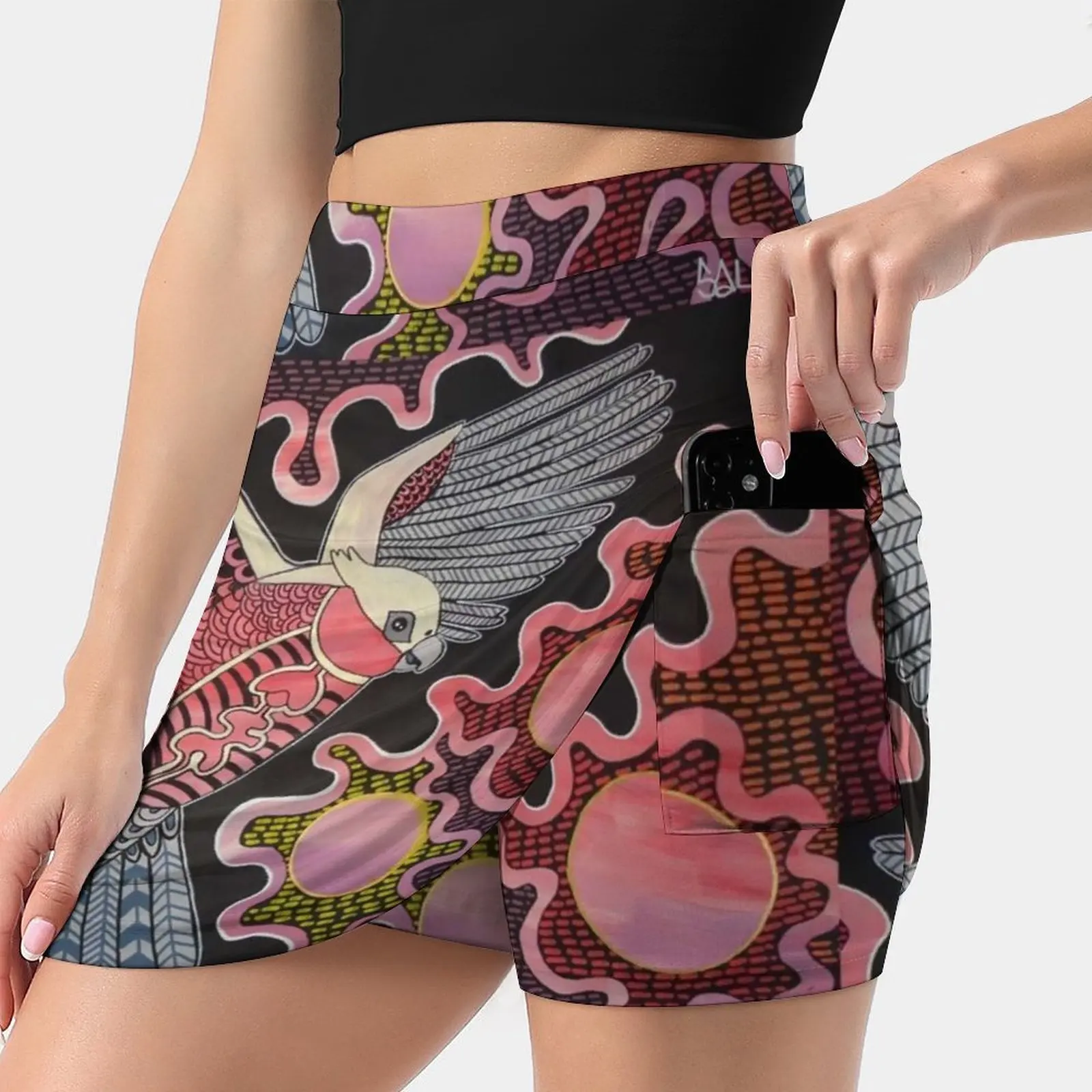 Galah Yellagarn Skirts Woman Fashion 2022 Pant Skirt Mini Skirts Office Short Skirt Galah Bird Parrot Aboriginal Authentic