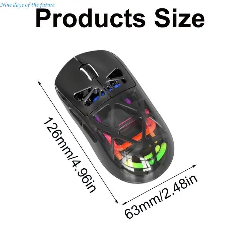 Transparents Wireless Mouse 2.4G/Bluetooth-compatible Three 3Modes Backlits E65A