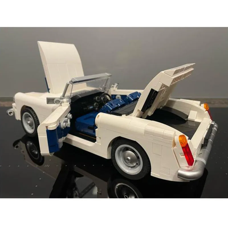 Speed Champions Roadster White With Blue Interior MOC Racing Building Brick Super Racers Great Classic Cars DIY Blocks Toys Gift