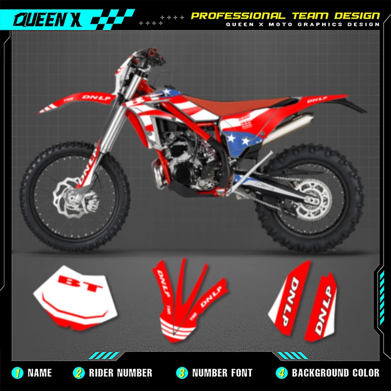 

QUEEN X MOTO For BETA Xtrainer 2015 2016 2017 2018 2019 Motorcycle Team Graphics Decal Stickers Kit 15