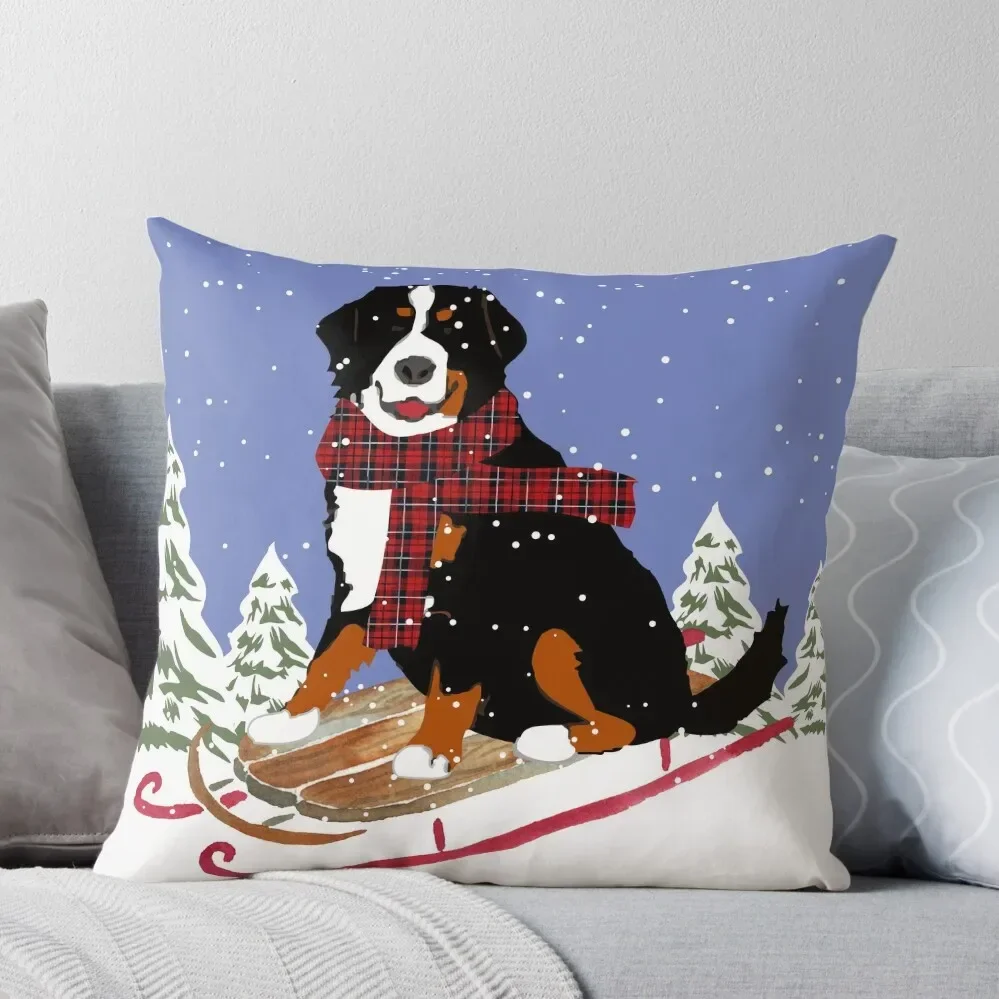 Bernese Mountain Dog Sledding Throw Pillow christmas supplies Anime Sofa Cushion Cover Pillow