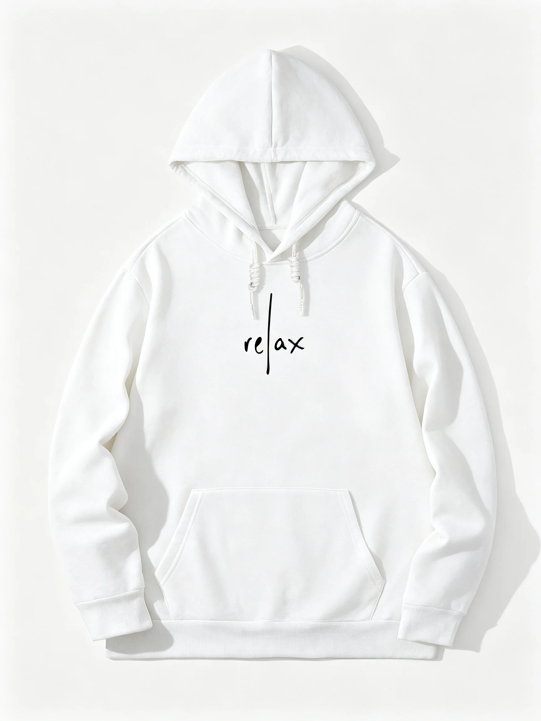 2026 Men Relax Text Graphic Pullover Hoodie Minimalist Streetwear Casual Long‑Sleeve Hooded Sweatshirt