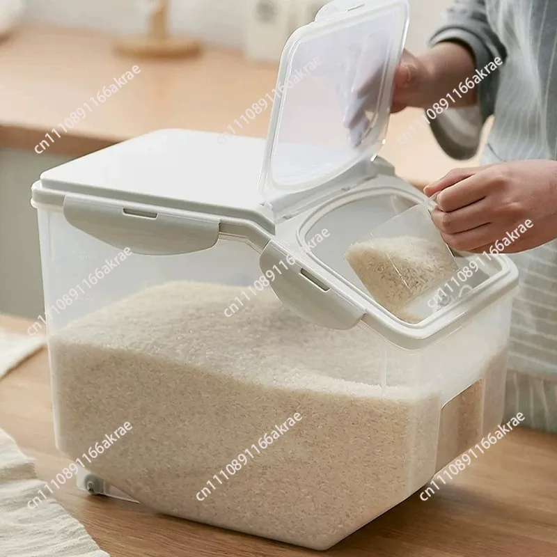 for 10/15kg Large Rice Tank Kitchen Grain Storage Box Sealed Moisture-proof Plastic Pet Food Storage Container Mildew  Bucket