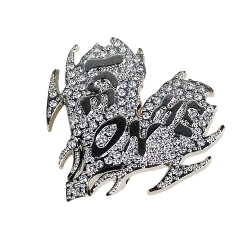 

39BB Heart Belt Buckles for Men Women Engraved Replacement Buckle (Rhinestones)
