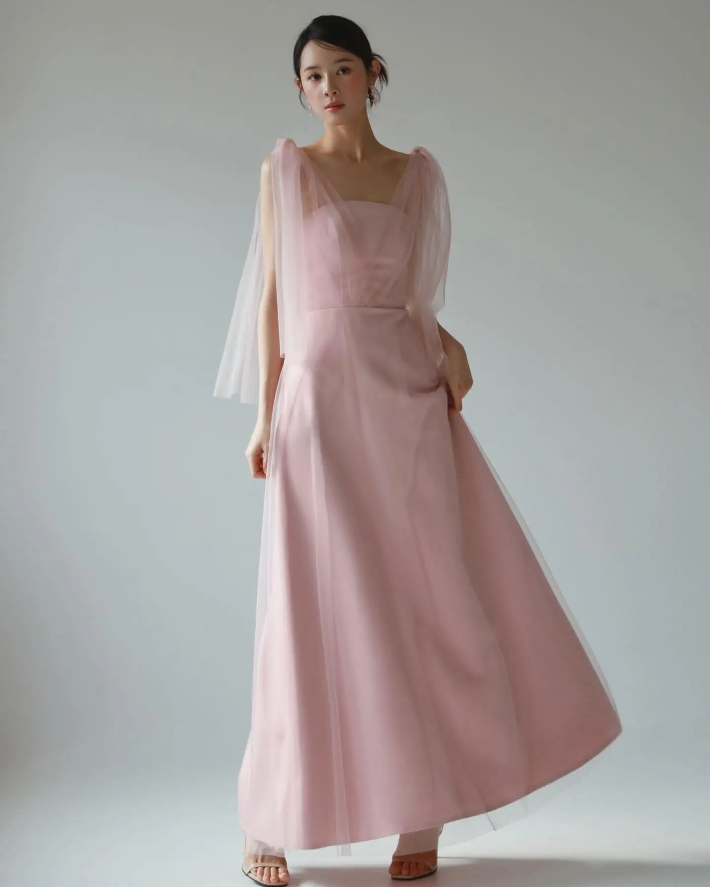 Giyu A-line Pink Korea Wedding Dress Photo Shoot Detachable Shoulder Straps Strapless Bridal Gown Floor-Length Evening Dress