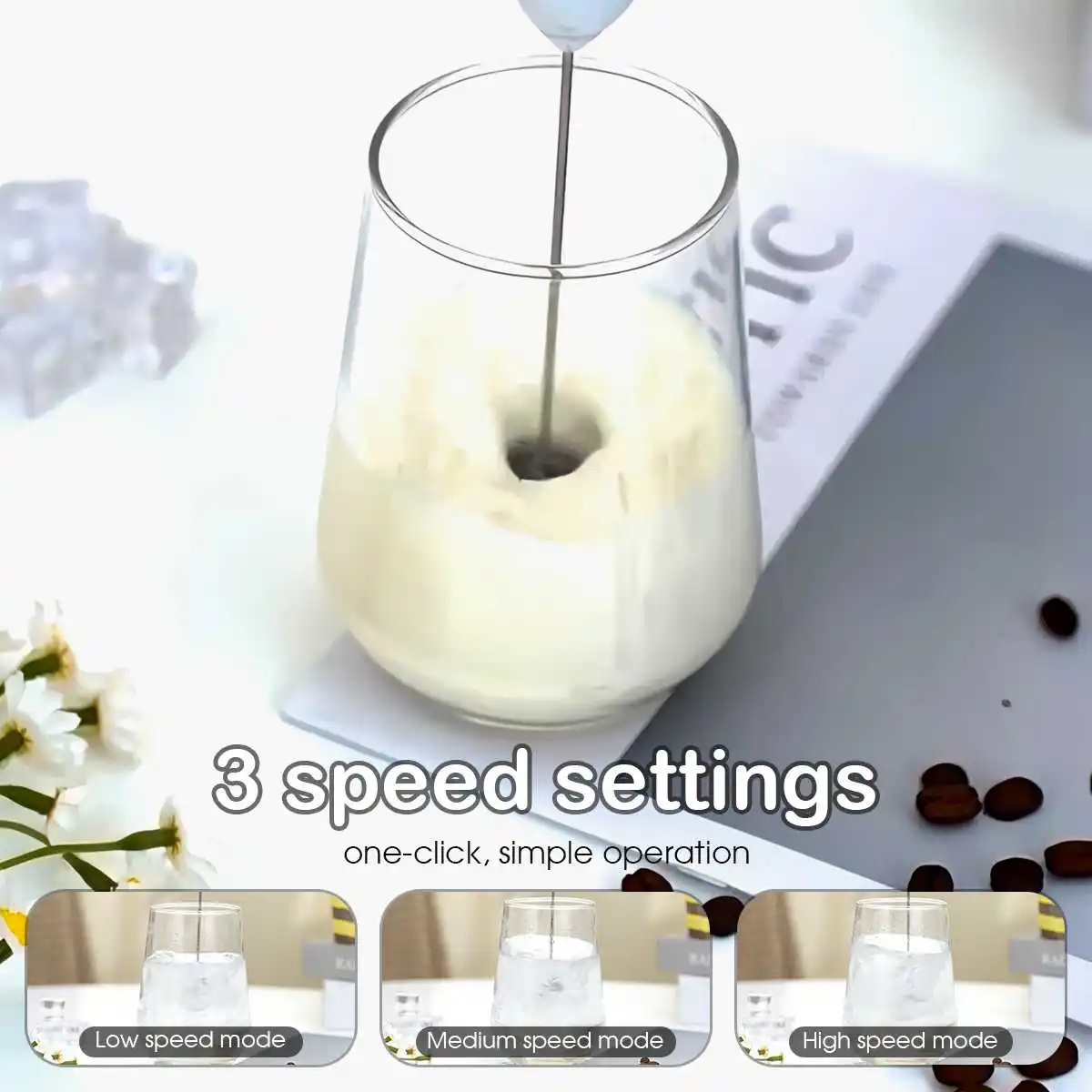 1Pc Electric Milk Frother Coffee Milk Frother Coffee Mixer 500mAh USB-Charging Portable Egg Beater Coffee Milk Mixing Blender image 4