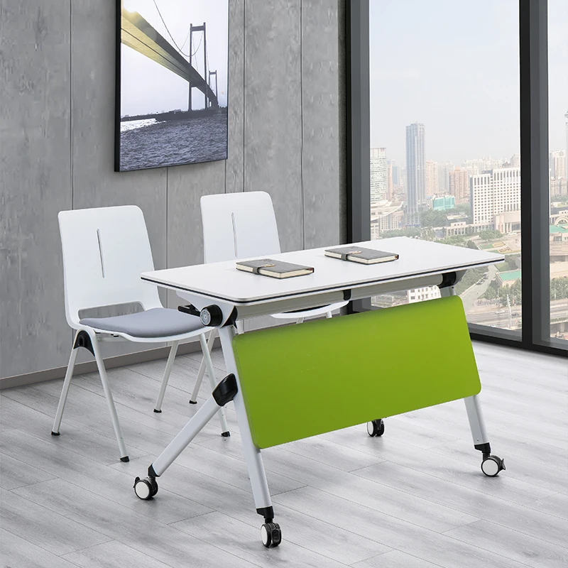 Folding training table Conference strip table Multifunctional mobile training table and chair combination Double desk