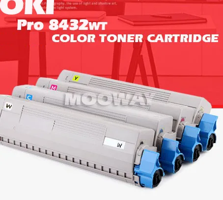 Cartucho de tóner de color compatible para OKI Pro 8432WT 8432 C8432 chip de cartucho de tóner blanco
