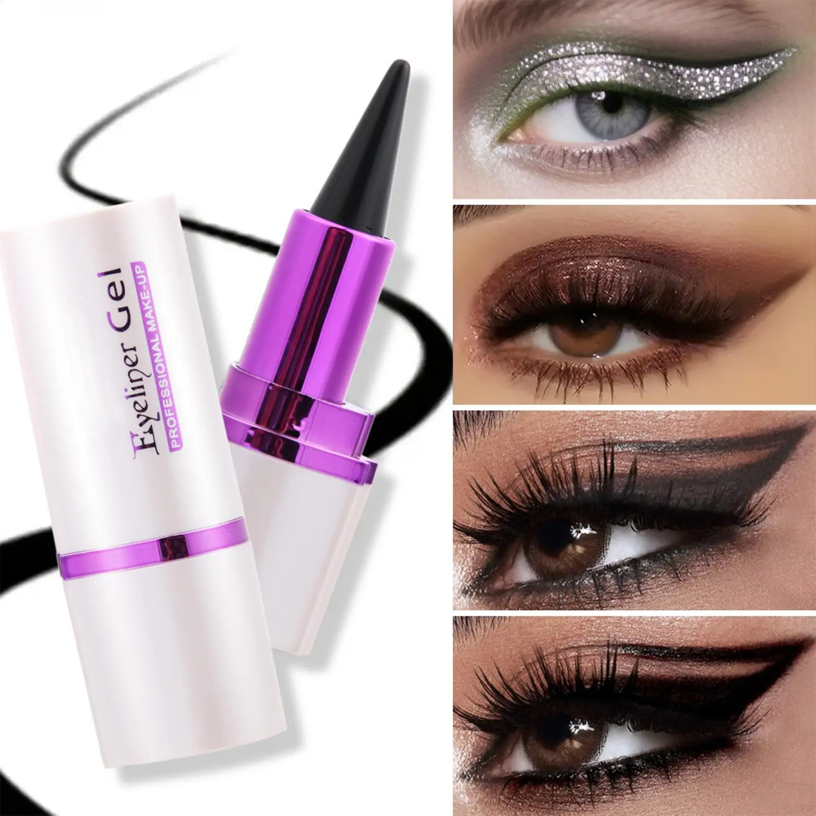 Waterproof Eye liner Pen Not Blooming Cream Eye liner Quick-Dry Matte Smudge Proof Waterproof Eye-liner Pencil Makeup Eye Liner