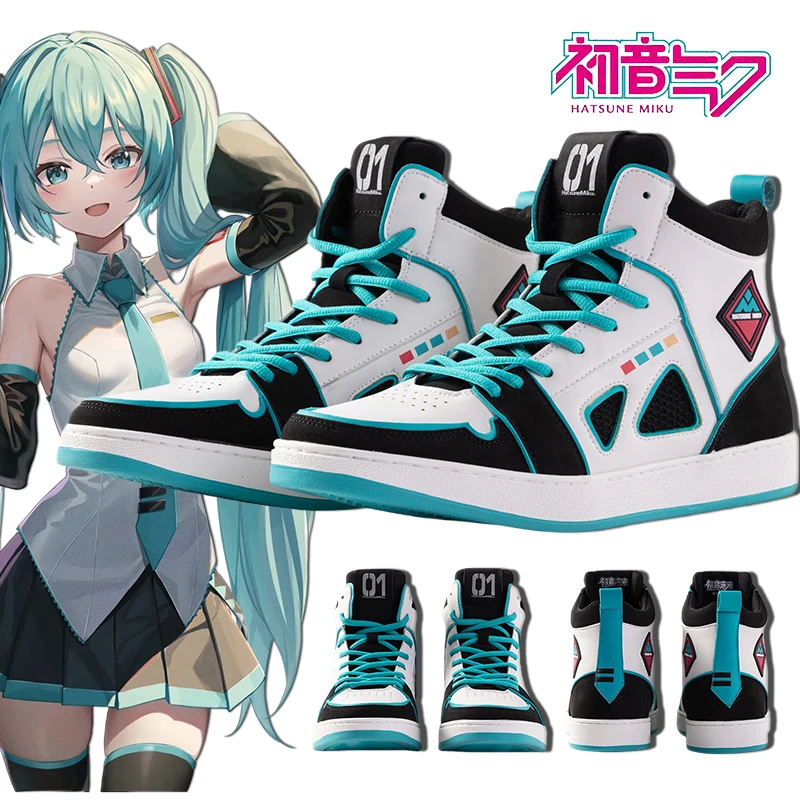 Kawaii Hatsune Miku Pattern series DIY homemade new anime Color-blocked flat-bottomed high-top Cargo shoes Couples Birthday gift