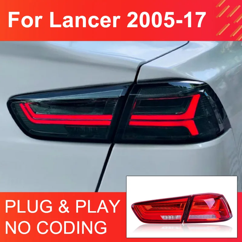 1 Pair LED Tail light Assembly For LANCER EVO EX 2005-2017 Tail Lights Plug and Play with LED Dynamic Turning Rear Tail Lamps