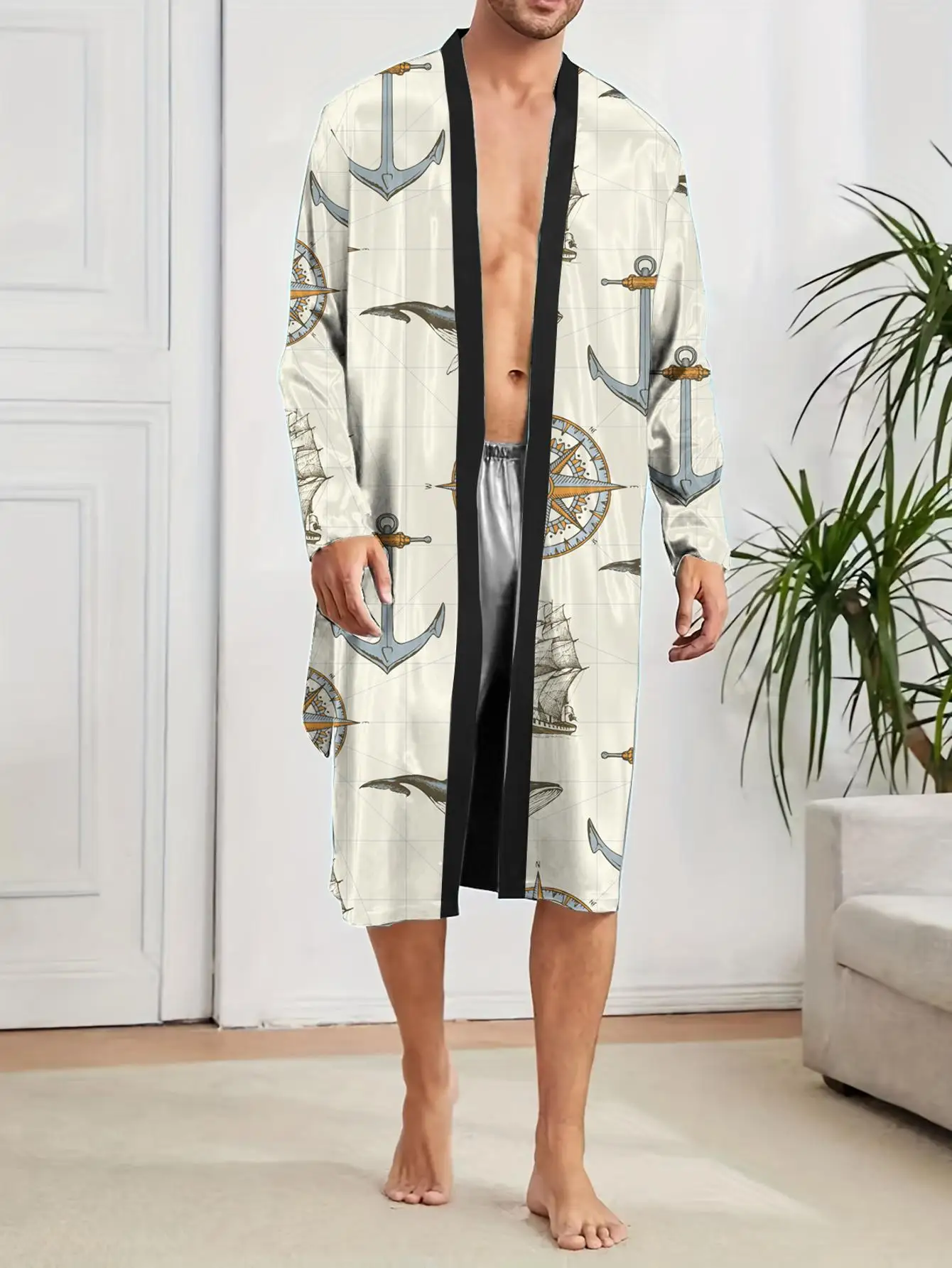 1pcs Men's Robes 2026 Spring/Summer Robe man Sleepwear Breathable Bathrobe 3D Printed Graphic dressing gown Bathrobe men