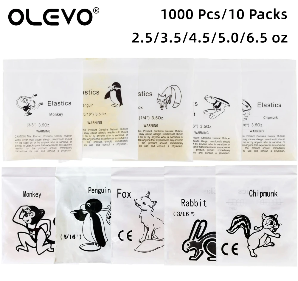 1000 Stück/10 Beutel Zahnkieferorthopädische elastische Gummibänder Zoo Pack Latex Zahnspangenbänder 2,5/3,5/4,5/5,0/6,5 OZ Ortho-Material – Detail 7