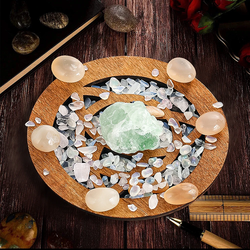 Celtic Knot Wood Board Witch Altar Tray Wall Art Sacred Geometry Pentagram Meditation Crystal Grid Base Spiritual Home Decor