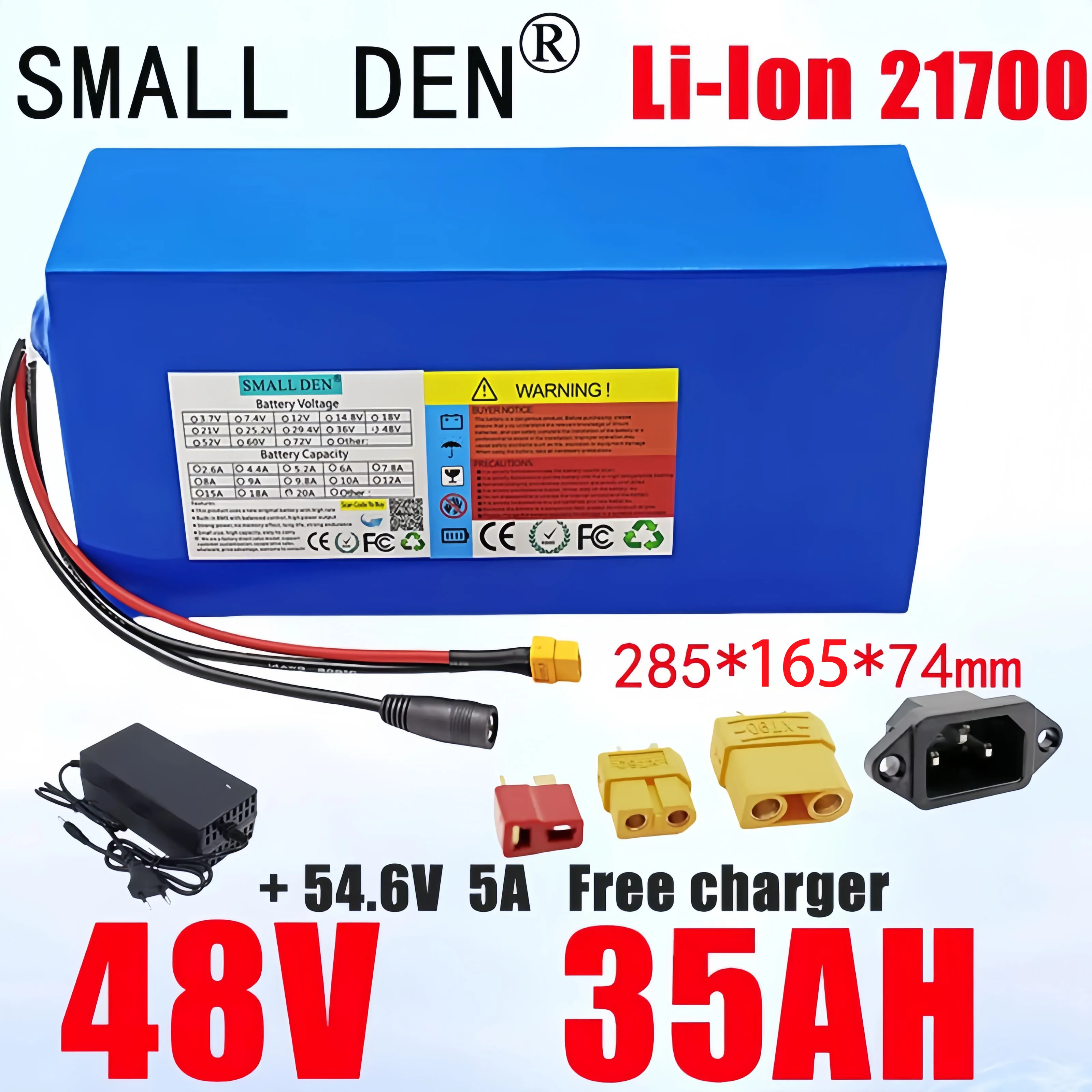 New 48V 35AH 13S7P 21700 lithium battery pack with built-in BMS electric tool 0-2500W power motor rechargeable battery