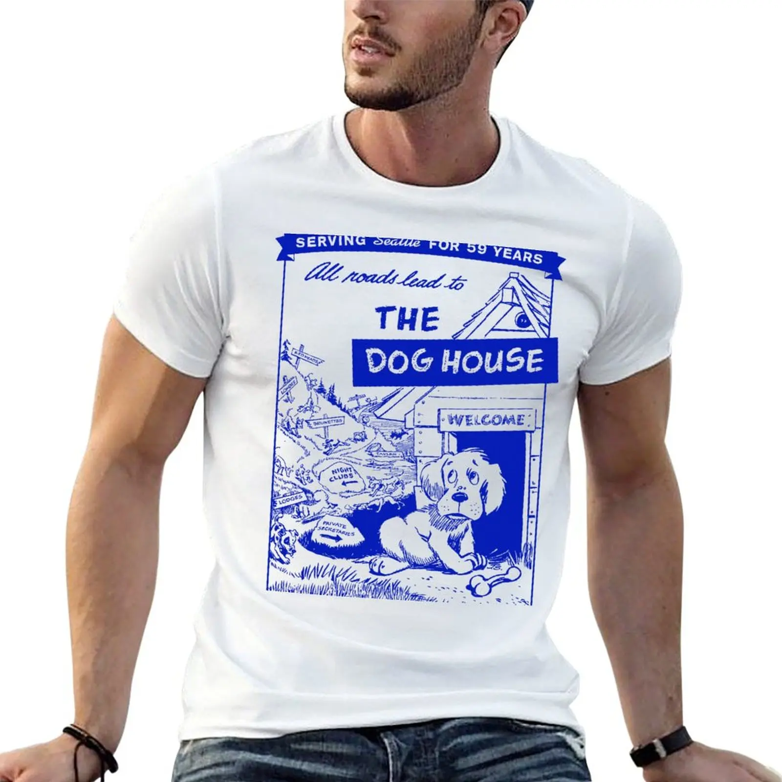 Retro Seattle – Dog House Restaurant Menu T-Shirt kawaii clothes graphic shirts oversized t shirts for men