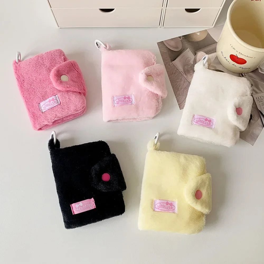 

Student Korean Simple Coin Purse Coin Pouch Plush Hasp Card Holder Girls Bag Pendant Keychain Headphone Data Cable Storage Bag