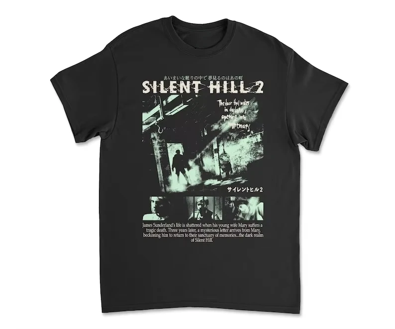 

Silent Hill 2 Videogame Black Retro Gaming T-Shirt Tee Men Women Holiday Casual Short Sleeve Tee Top Loose T-shirt