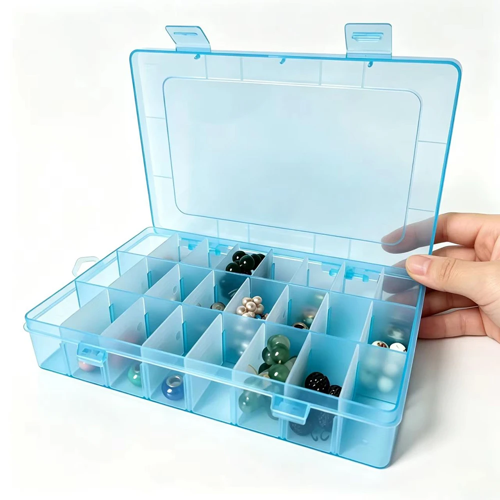 24 Grids Bead Organizer Box Earring Storage Container Adjustable Dividers Art DIY Trinket Small Jewelry Box Bracelet Chain Case