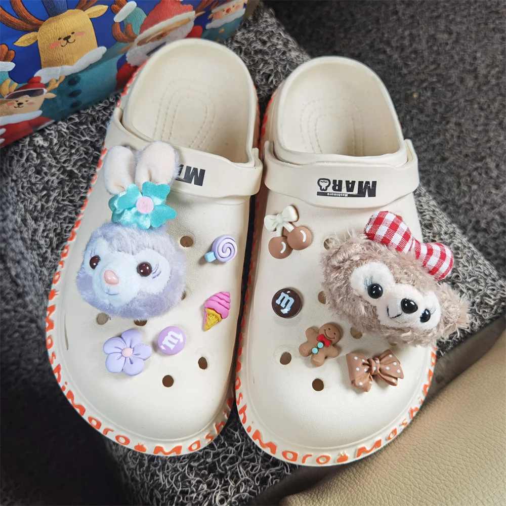 MESUCA 3D Plush Animal Shoe Charms Bunny Bear Sheep Candy‑Style Detachable DIY Shoe Decor Ornaments for Clogs Slides Sandals