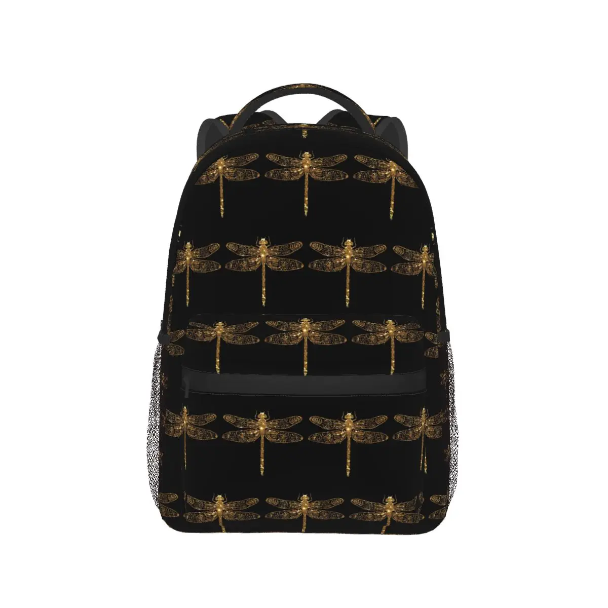 

Fancy Gold Glitter Dragonfly Backpack Hot Sale Daypack Large Capacity Children BookBag School Bag Shoulder Bags for Men Women