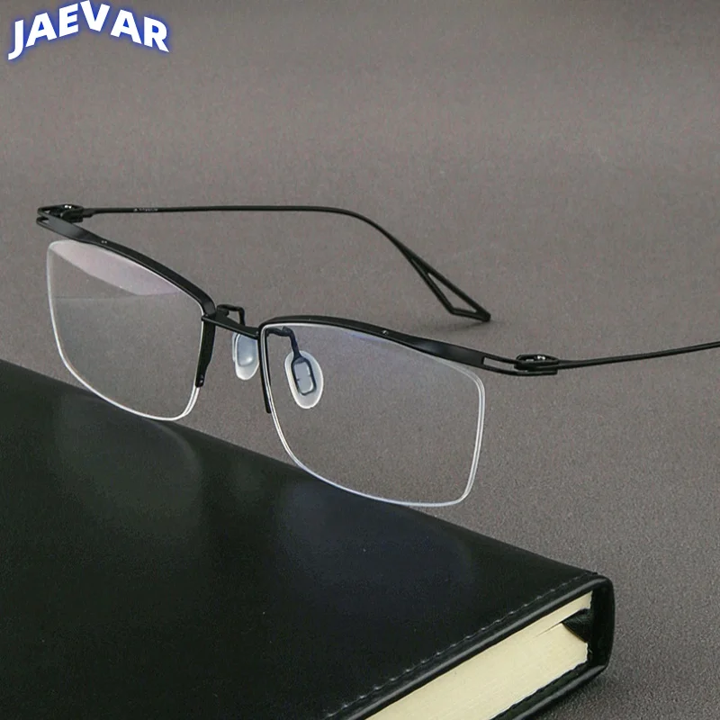 Big Face Titanium Half Frame Glasses Frame Ultra-light Square Frame Men's Frame Optical Prescription Men's Eyeglass Frame 98477