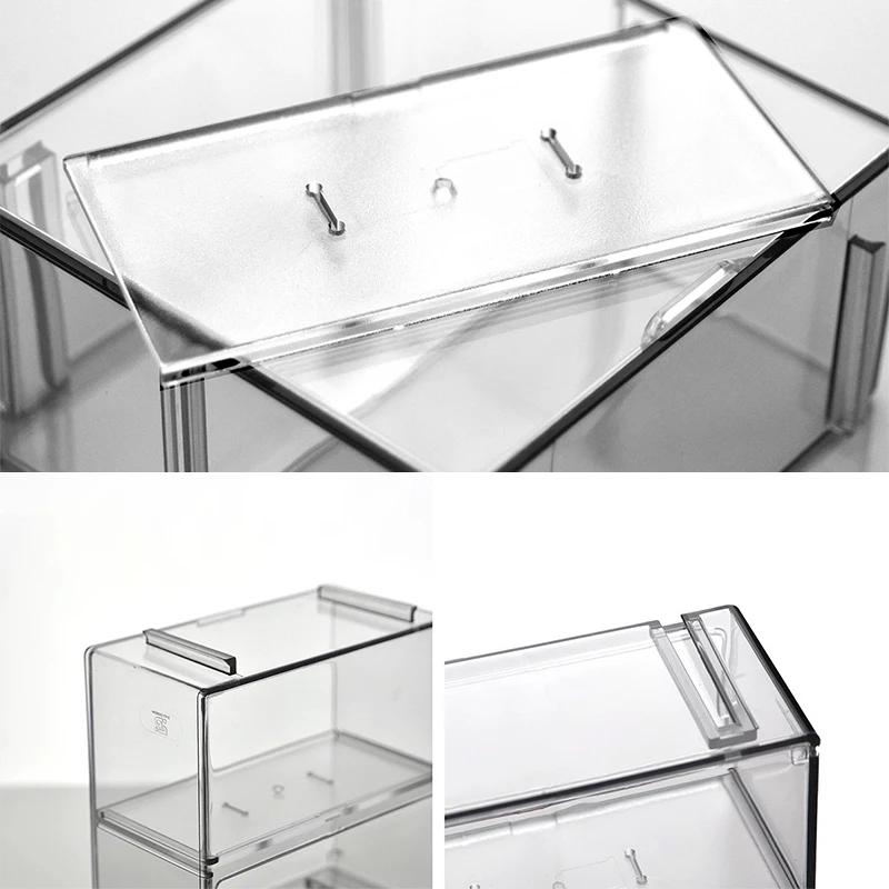 1Set Double Layer Small Scale Car Model Display Box Transparent Dustproof Storage Box Large Capacity Desktop Organizer Container
