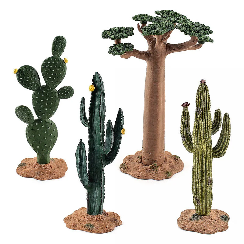 Simulation Home Decoration Green Plant Cactus Tree Baobab Bush Micro Model Scenery Cognitive Figurines Education Kids Toys