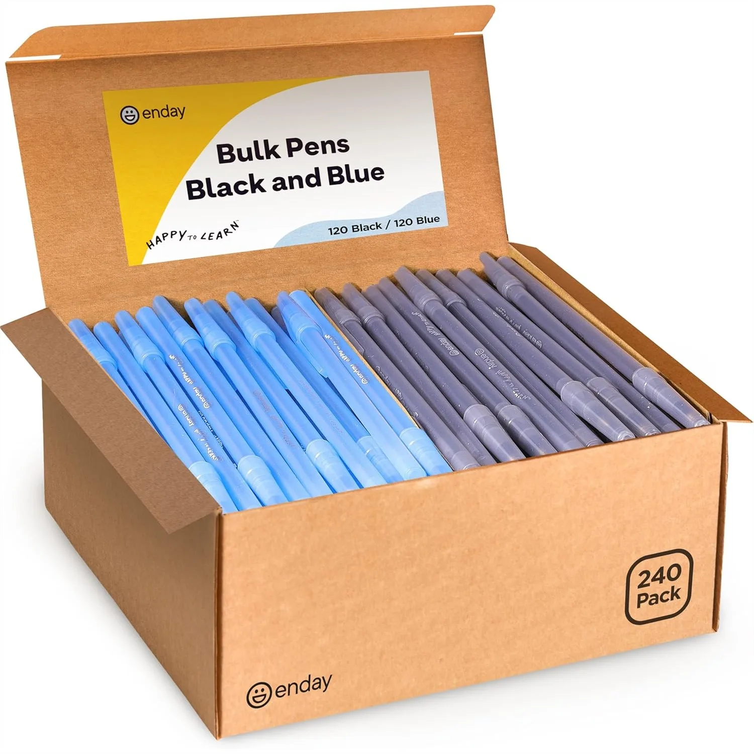 

240 Pack Ballpoint Pens Bulk Blue Black Medium Point 1.0mm Smooth Writing Flexible Round Barrel for Office School Home